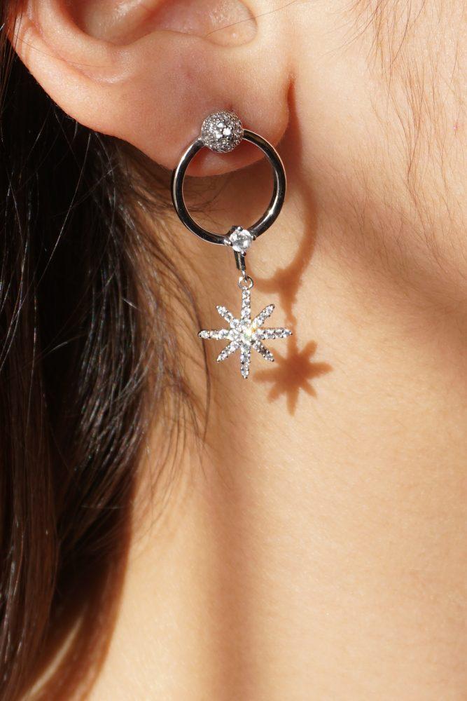 Zardi- AGE0023 - Silver Sparkling Crystal Fashion Earring