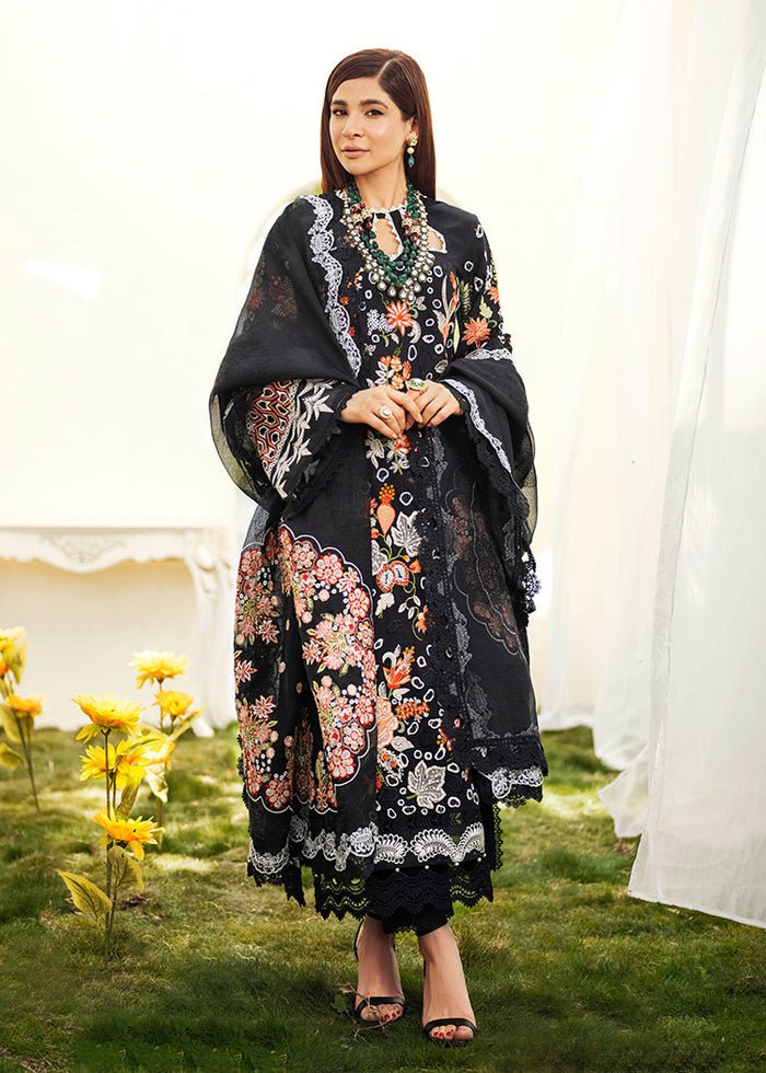 Maryam Hussain- Printed Lawn 3 Piece Unstitched Suit- Midnight- DNO-1