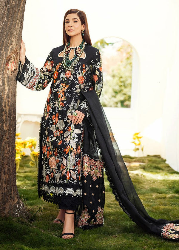 Maryam Hussain- Printed Lawn 3 Piece Unstitched Suit- Midnight- DNO-1