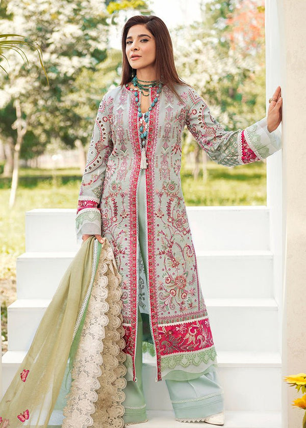 Maryam Hussain- Printed Lawn 3 Piece Unstitched Suit-Aqua- DNO-4