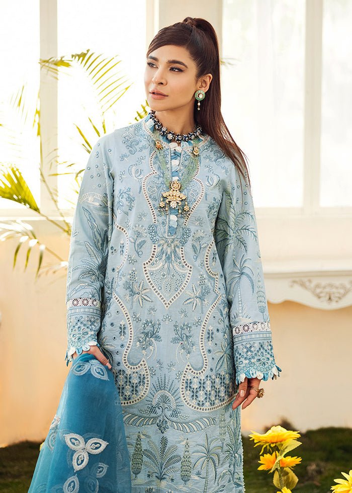 Maryam Hussain- Printed Lawn 3 Piece Unstitched Suit-Ice- DNO-6