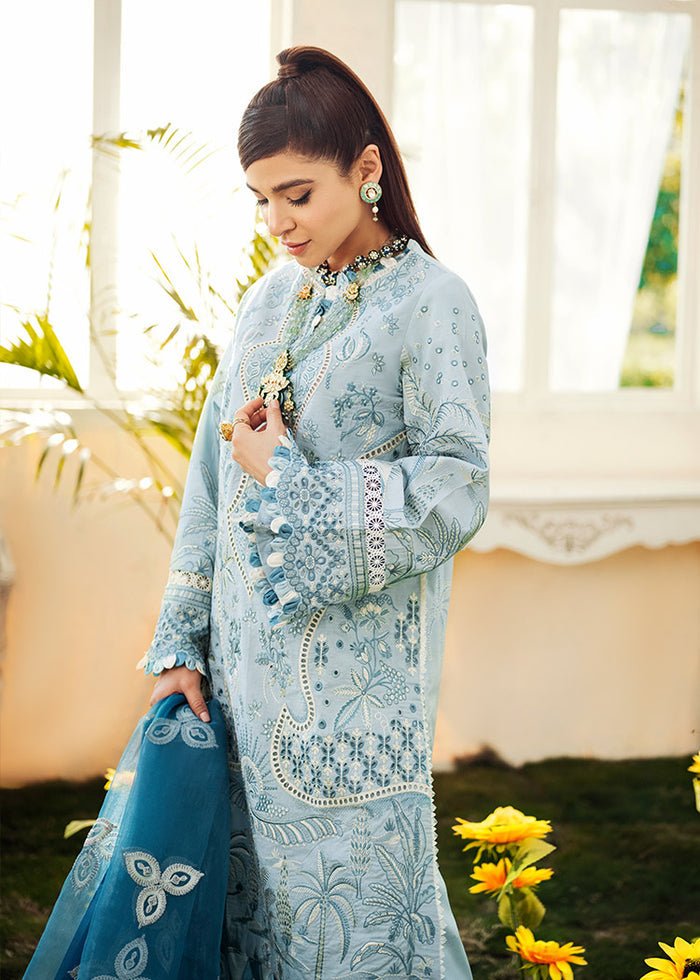 Maryam Hussain- Printed Lawn 3 Piece Unstitched Suit-Ice- DNO-6