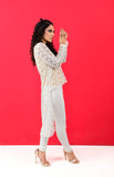 zettrobe - Lace Dress With Pants Modest Long Sleeve Jewel Beach Suit Cotton net