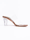 Tauheed Ansari Brown Fancy Transparent Block Heels Sandals For Women's