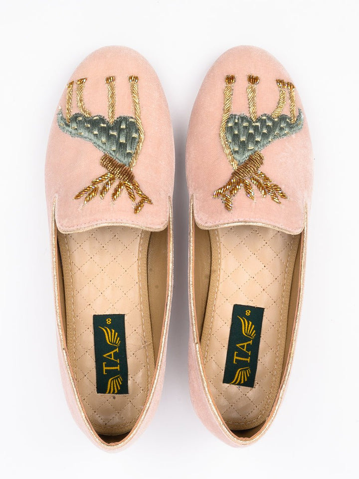 Toheed Ansari Tauheed Ansari Women Pink Suede Velvet Hand Crafted Pumps – Bagallery