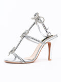 Tauheed Ansari Silver Fancy Bridal Wear Heels Sandal For Women's