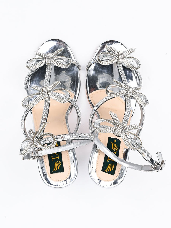 Tauheed Ansari Silver Fancy Bridal Wear Heels Sandal For Women's ...