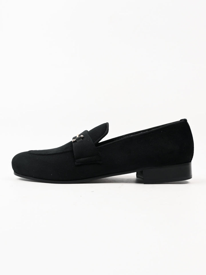 Toheed Ansari Tauheed Ansari Black Semi Formal Velvet Moccasin Shoes For Men's ...