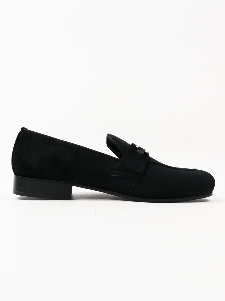 Toheed Ansari Tauheed Ansari Black Semi Formal Velvet Moccasin Shoes For Men's ...
