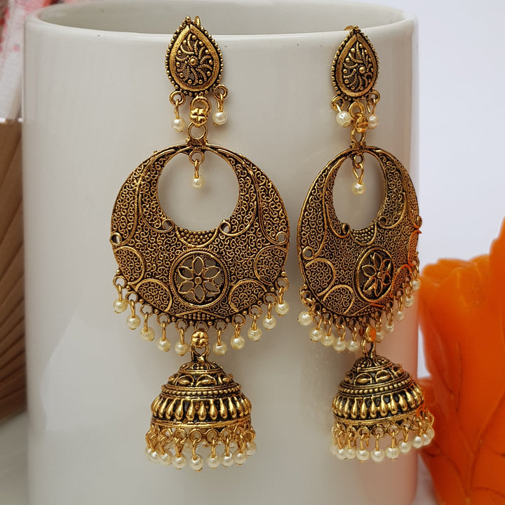 Raviiga- Golden Bell Jhumka Earrings