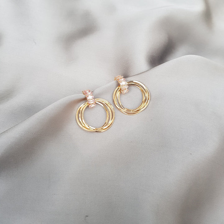 Raviiga- Pink Crystal Multi Hoop Earrings