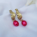 Raviiga- Brass Red Pearl Earrings