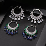 Semora Jewellery- Blue/Green Crystal Hoop Earrings