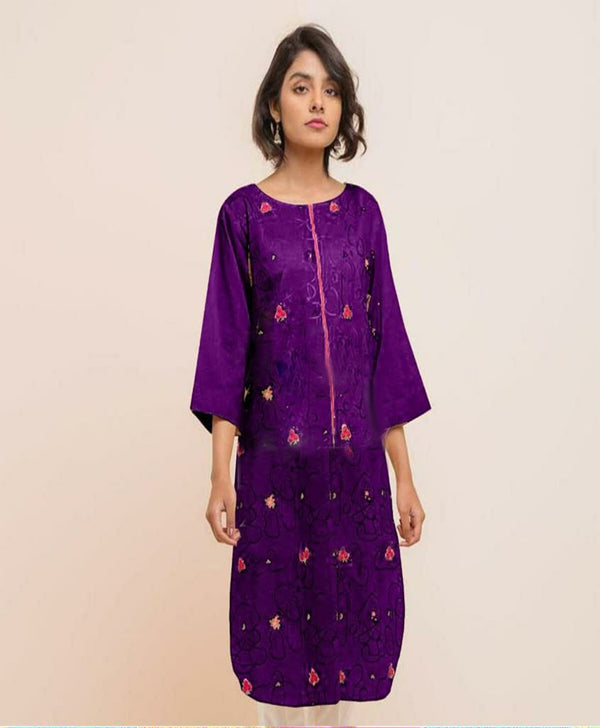 EMERCE EMBROIDERY KURTI - PURPLE