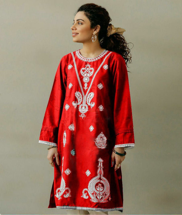 EMERCE EMBROIDERY KURTI - RED