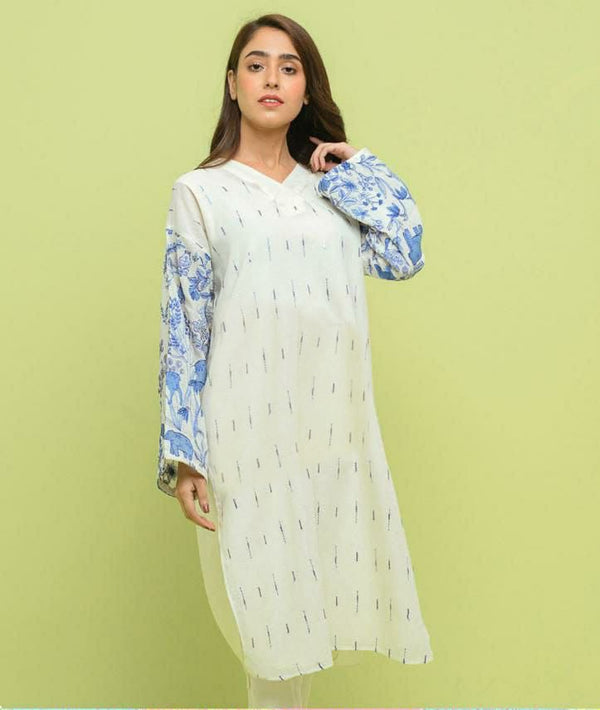 EMERCE EMBROIDERY KURTI - WHITE