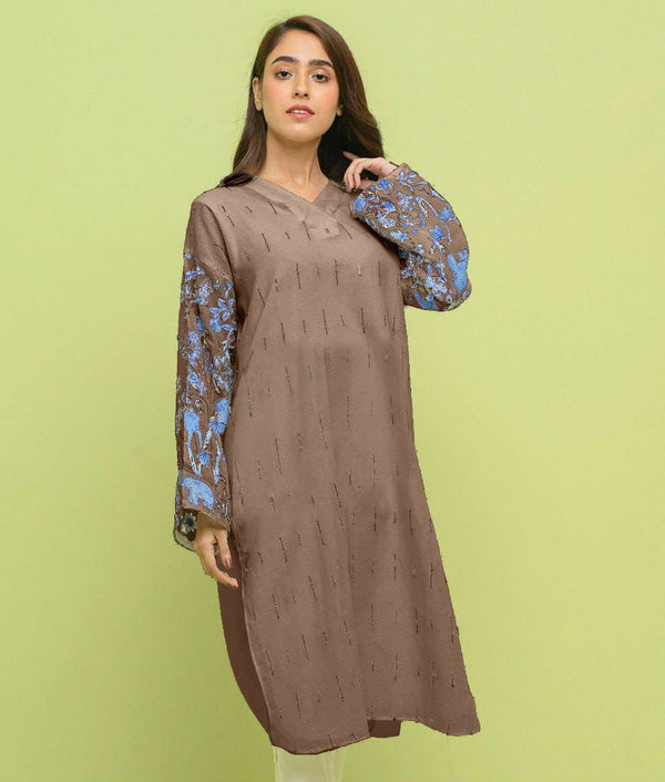 EMERCE EMBROIDERY KURTI - BROWN