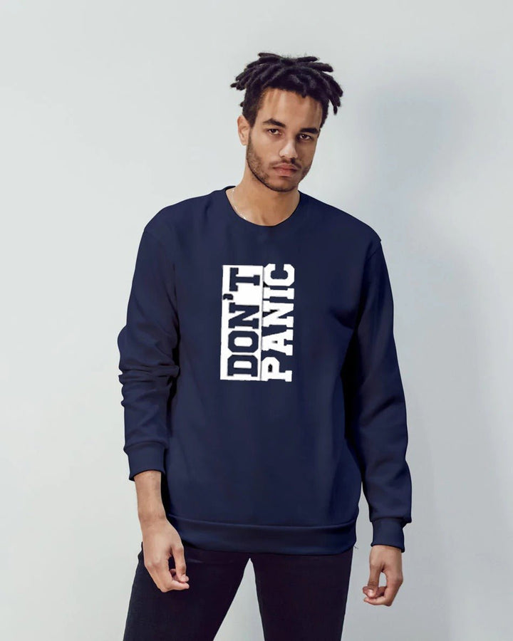Emmerce - Don'T Panic Printed Sweatshirt - Navyblue