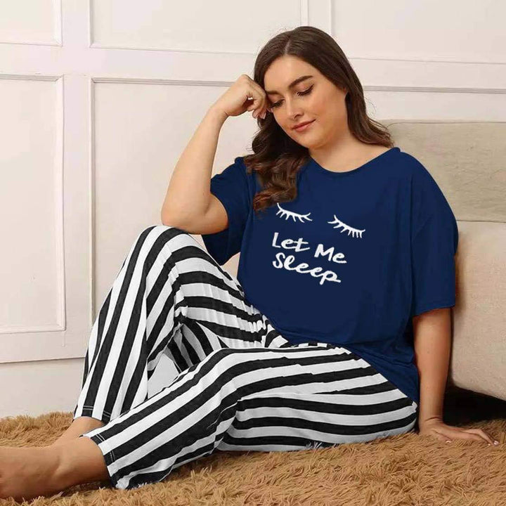 Emerce- Let Me Sleep Printed PJ Suit - Navy Blue