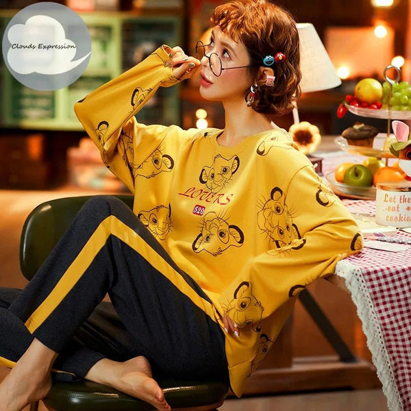 Emerce- Lovers 520 Printed PJ Suit - Mustard