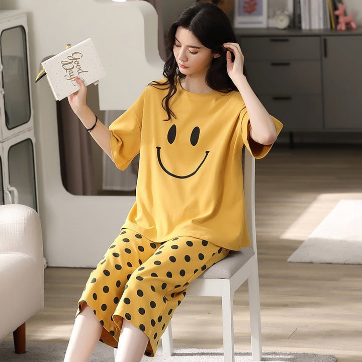 Emerce-Smiley New Polka PJ Suit - Mustard
