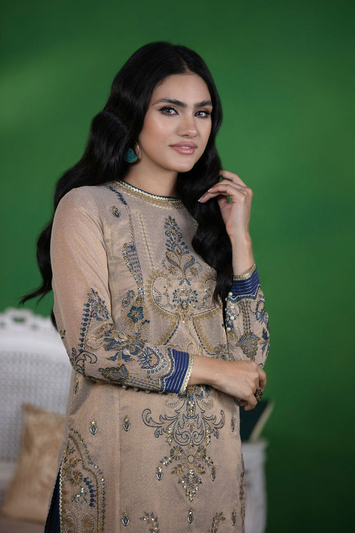 Sapphire- Embroidered Zari Net Shirt