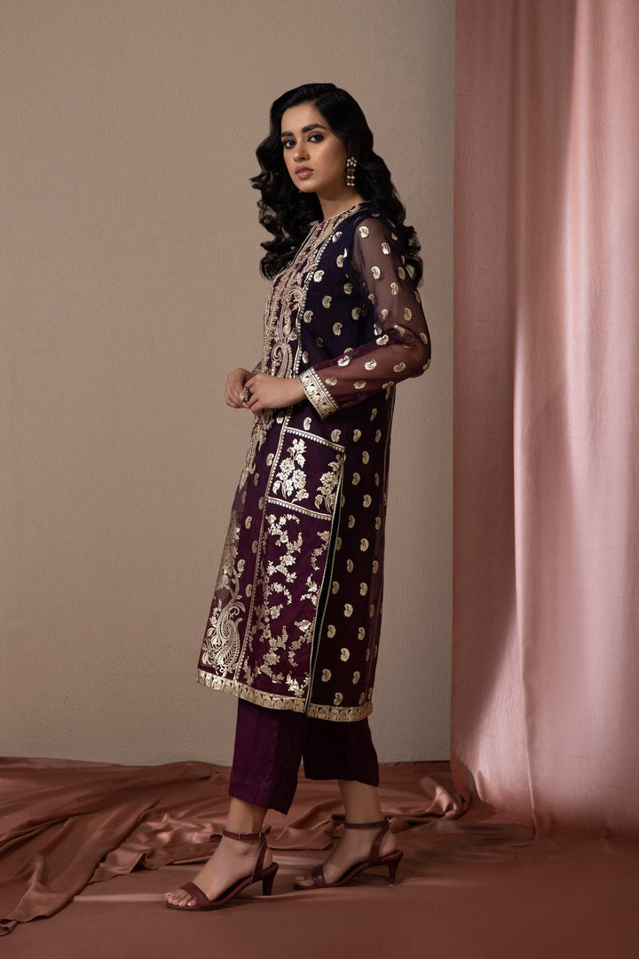 Sapphire- 2 Piece - Embroidered Organza Suit