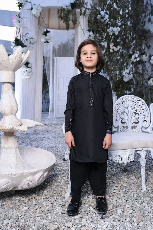 Hassanjee - Black Blended Kameez Shalwar - KS 007