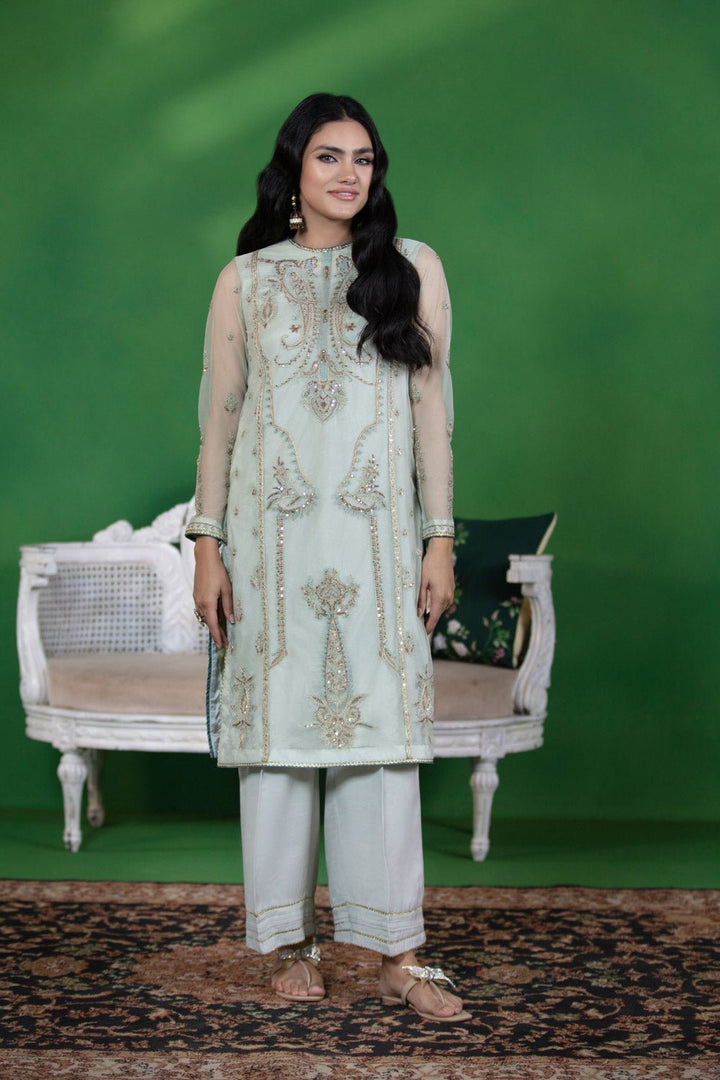 Sapphire- 2 Piece - Embroidered Net Suit