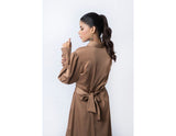 Sana Noor- Beige-Brown Western Style Coat In Korean Silk bliss
