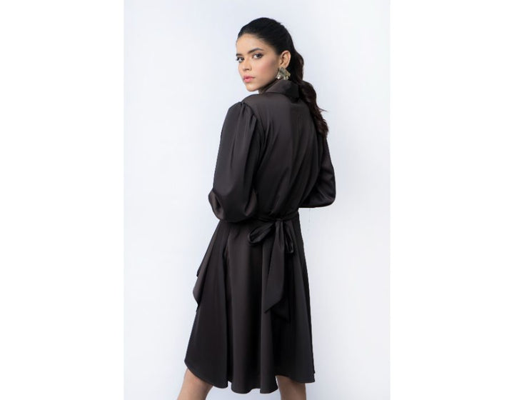 Sana Noor- Black Western Style Coat In Korean Silk elara