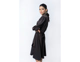 Sana Noor- Black Western Style Coat In Korean Silk elara