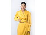 Sana Noor- Yellow Western Style Coat In Korean Silk Bloom