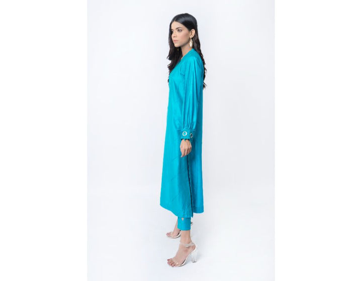 Sana Noor- Azure 2 piece solid suit