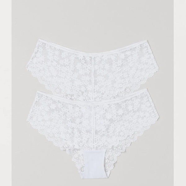 H&M- 2-Pack Lace Hipster Briefs- White