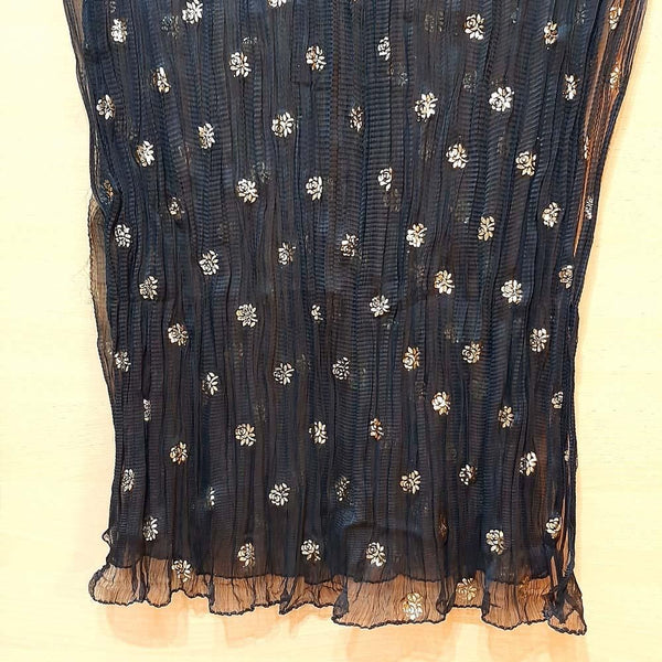 Zardi- Foil Print  Chiffon Crush Dupatta  Black  ZD610