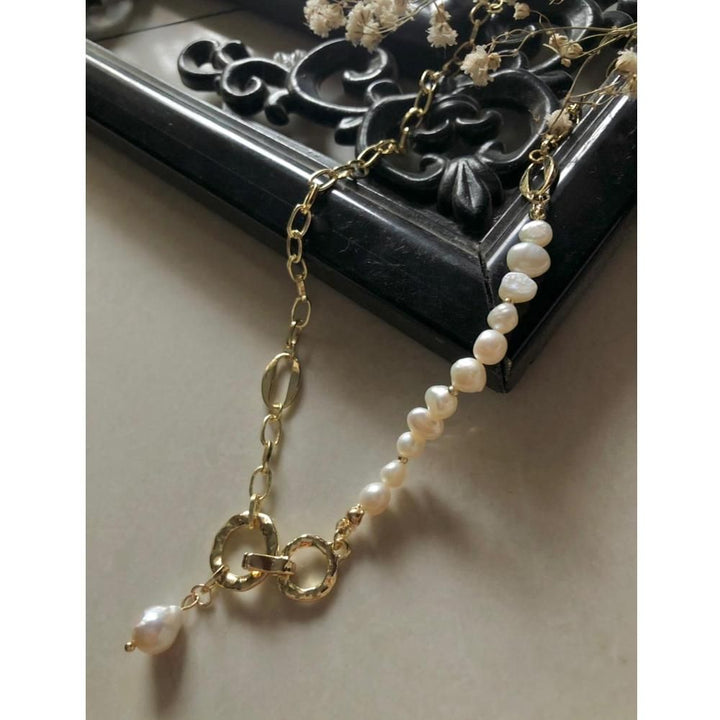 Jewels By Noor- fresh pearl gold necklace