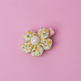 Shein - Yellow Flower Hair Clip With Pearl Hairpins 1 Pc