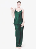 Emerce- Cami Silk Night Suit (Adjustable Strape) - Green