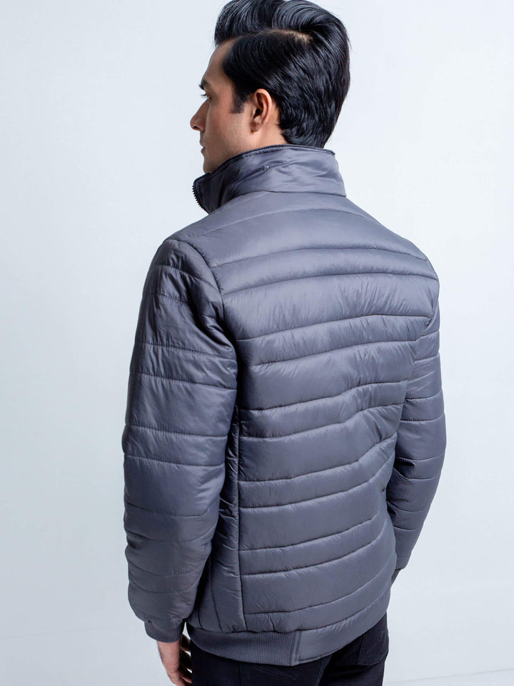 Brumano Grey Nylon Puffer Jacket