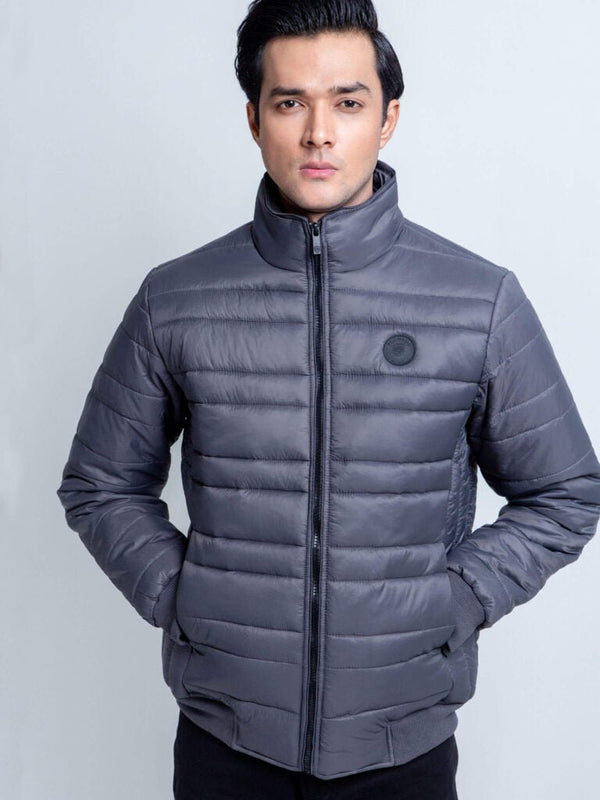 Brumano Grey Nylon Puffer Jacket