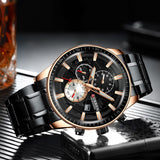 Curren Black Dial Stainless Steel Chronograph Watch
