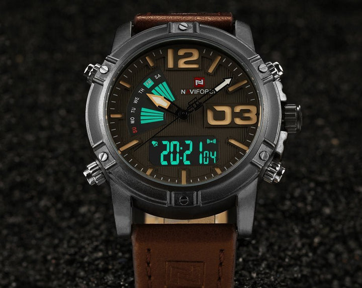 Naviforce - NF9095 Men Dual Movement Watch – Brown