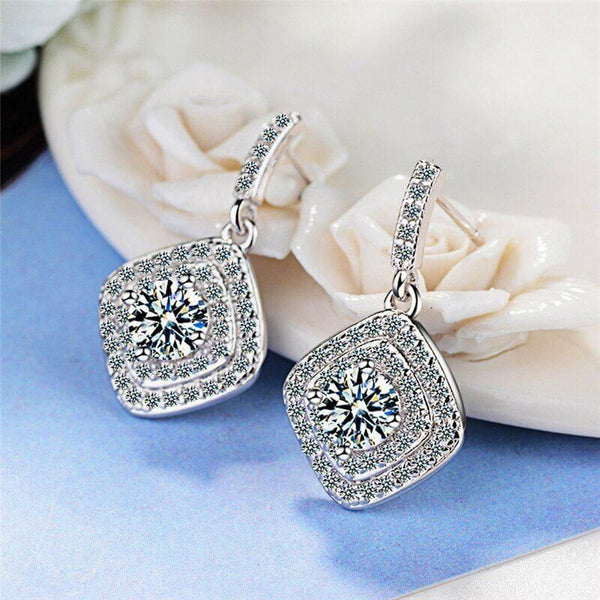 Zardi- AAA Zircon - Drop Earring For Women - Silver - AE135