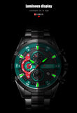 CURREN Green Dial Stainless Steel Watches Waterproof Quartz Chronograph Watch