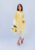 Naaz Couture - Pastel Yellow Chikan Shirt with Slip