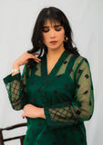 Naaz Couture - Afet- Bottle Green Embroidered Organza 2-pc Suit with Slip