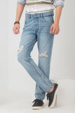 Straight Distressed Denim Jeans – Lt Wash Pants Weave Wardrobe