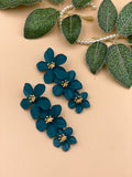 Garnet Lane- Triple Layer Flower Earrings TEAL