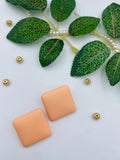 Garnet Lane- Square Mattee Earrings Peach